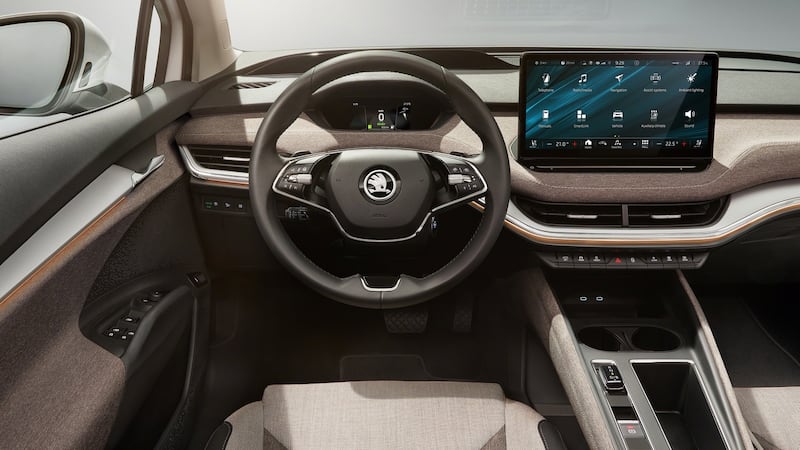 The central touchscreen measures a vast 13-inches and the cabin is apparently full of recycled and sustainable materials