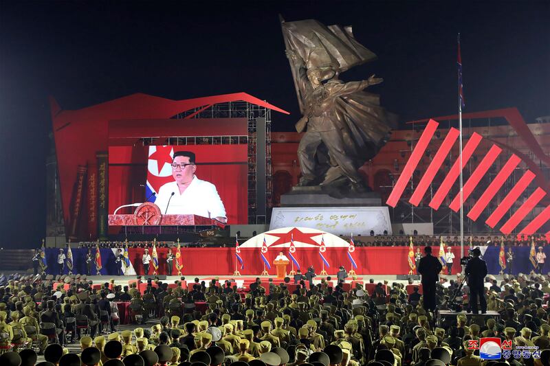 Kim Jong-un’s speech marked the 69th anniversary of the end of the 1950-53 Korean War. Photograph: Korean Central News Agency/Korea News Service via AP