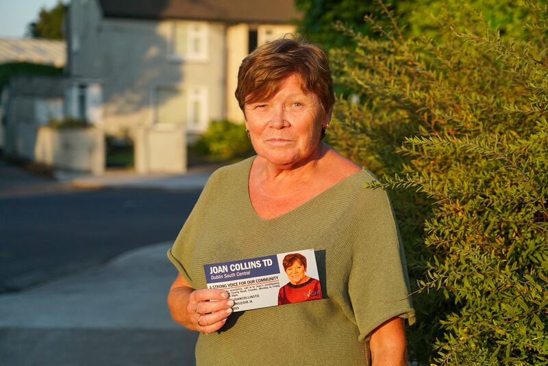 Independent TD Joan Collins canvasses for re-election in Walkinstown, Dublin. Photograph: Enda O'Dowd
