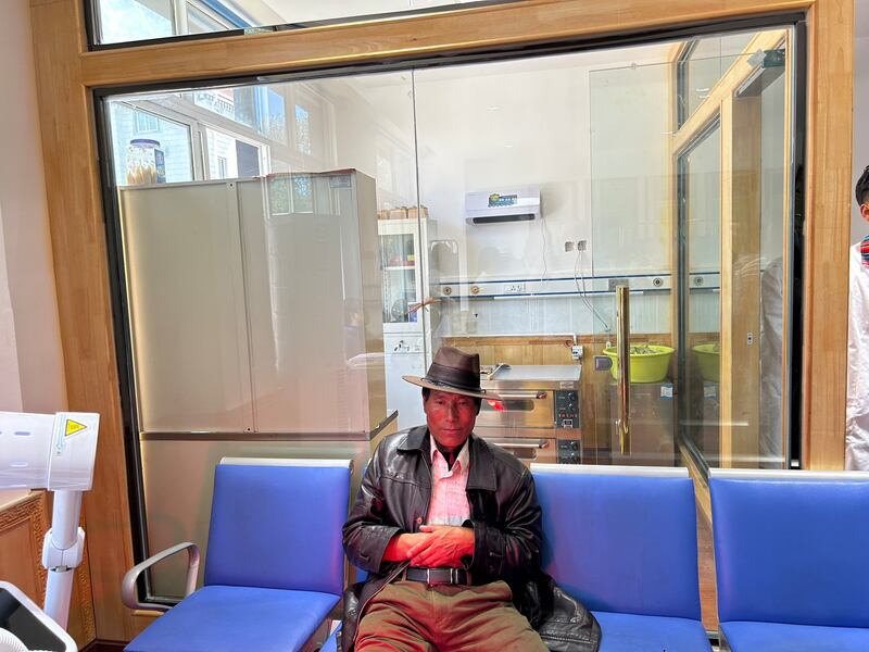 A patient at the Traditional Chinese Tibetan Medicine Hospital of Daocheng County. Photograph: Denis Staunton