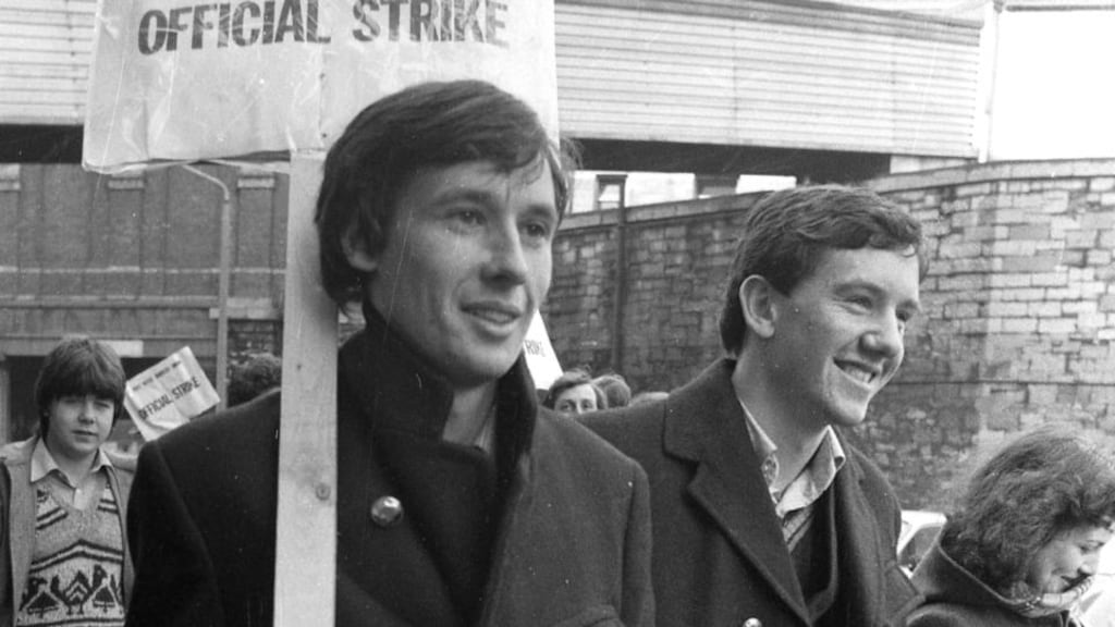 Pickets outside Sheriff Street sorting office, Dublin, in 1979: copy of a cheque used by Charles Haughey to settle a large bill for food and drink consumed by the strikers was passed on to the Department of Justice. Photograph: Peter Thursfield