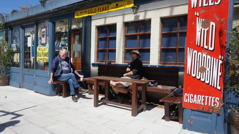 Stephen Gannon tells the story to Thady Sammon in Letterfrack, June 2020