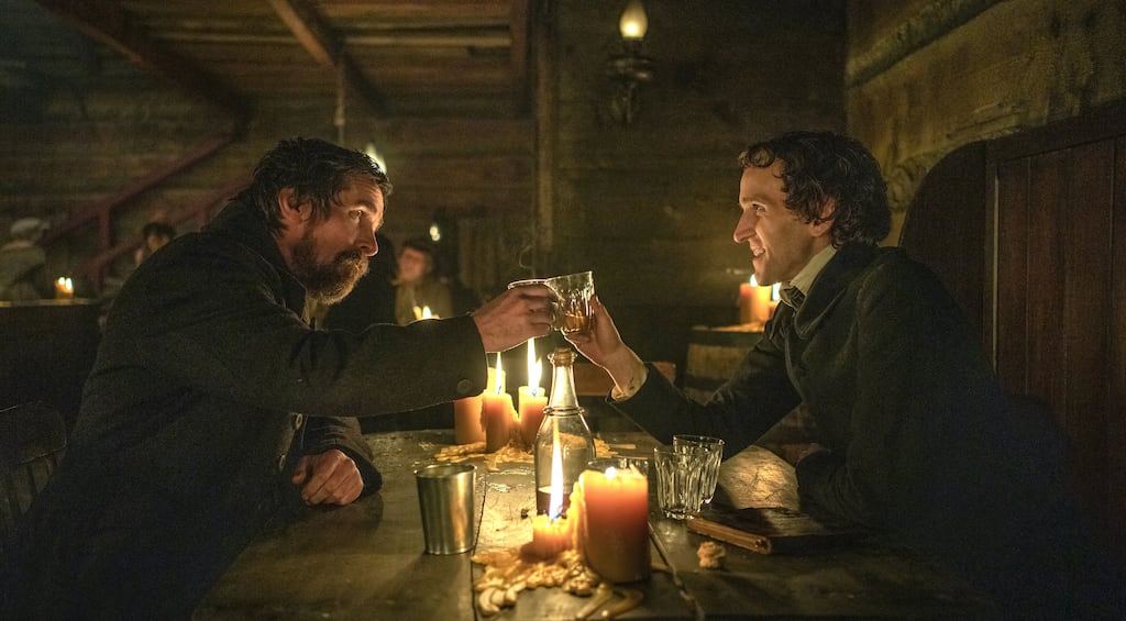 Christian Bale and Harry Melling in Netflix's The Pale Blue Eye