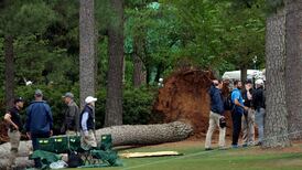 The frightening moment when three pine trees came crashing down during storm at Masters