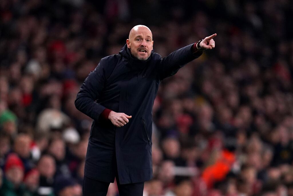 Manchester United manager Erik ten Hag during the Premier League match against Arsenal at the Emirates Stadium, London, on January 22nd, 2023. Photograph: PA Wire