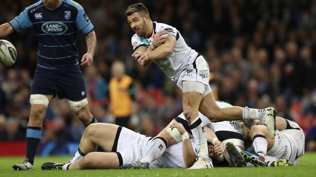 Rhys Webb: Conor Murray has a battle on his hands from the Wales scrumhalf who is as a real contender for that Lions’ Test slot against New Zealand. Photograph: Billy Stickland/Inpho