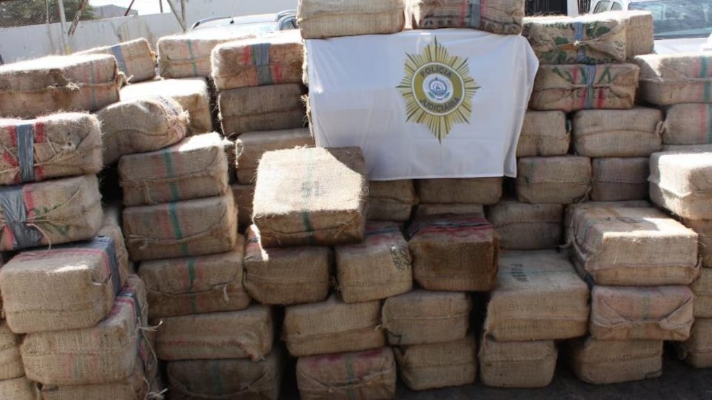Some of the 260 bales of cocaine found in the cargo hold of the ship Photograph: Cape Verde Judicial Police