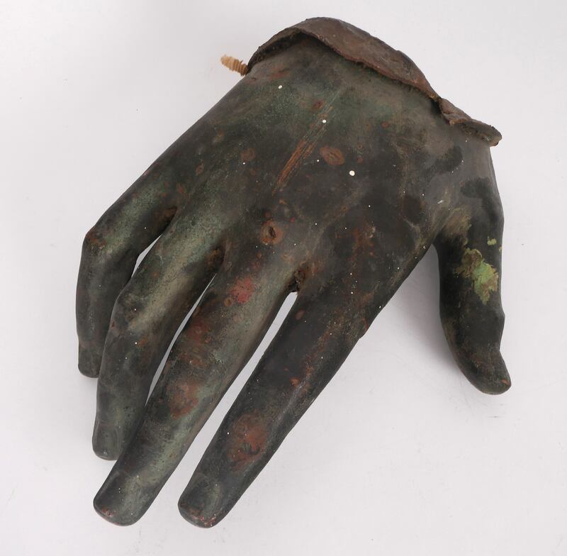 Lot 21, an early-19th century bronze hand estimated at €200-€300, possibly from one of the many statues removed, both legally and illegally, from Dublin after 1922 is up for auction.