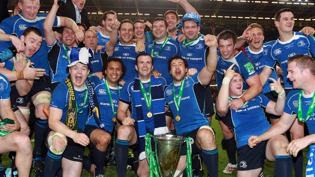 The Leinster team celebrate their Heineken Cup Final win in 2011. Photograph: Dan Sheridan/Inpho