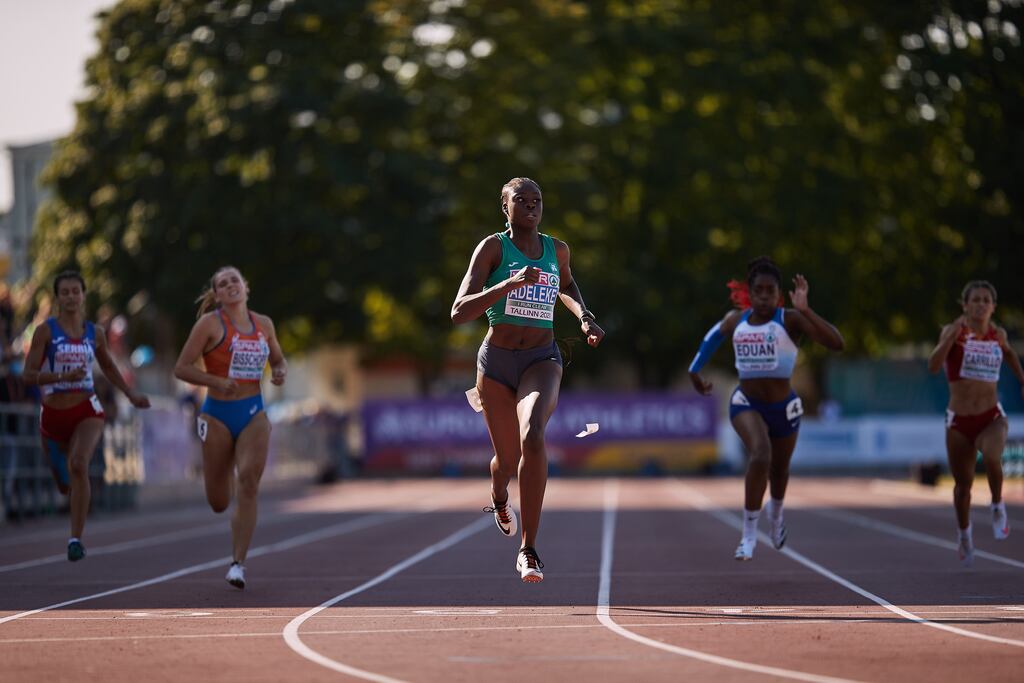Teenager Rhasidat Adeleke will join Sophie Becker, Jack Raftery and Chris O’Donnell on the Ireland mixed 4x400 metres relay team at the World Athletics Championships in Eugene, Oregon. Photograph:  Joosep Martinson/Getty Images for European Athletics