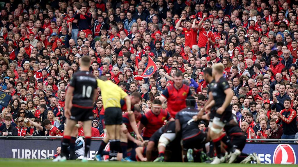 Munster hosted Saracens in Dublin and Clermont were at home to Leinster in Lyon in last year’s Champion Cup semi-finals, when more than 91,000 attended the two games. Photograph: Dan Sheridan/Inpho