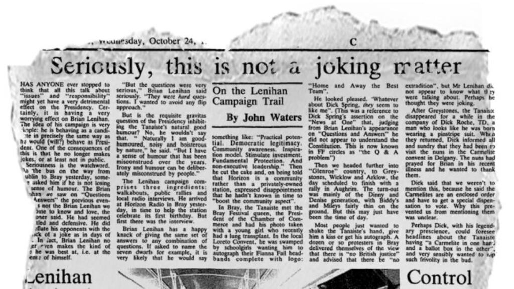 Seriously, this is not a joking matter: John Waters’s Irish Times article