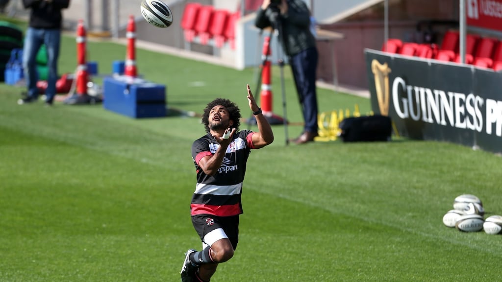 The Australian international Henry Speight during Ulster’s captain’s run at Kingspan Stadium, Belfast. Photograph: Matt Mackey/Inpho