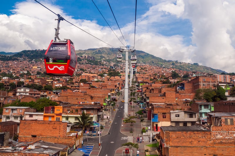 Medellin, Colombia: Metrocable cars connect residents of the mountainside favelas with the main city. Photograph: iStock