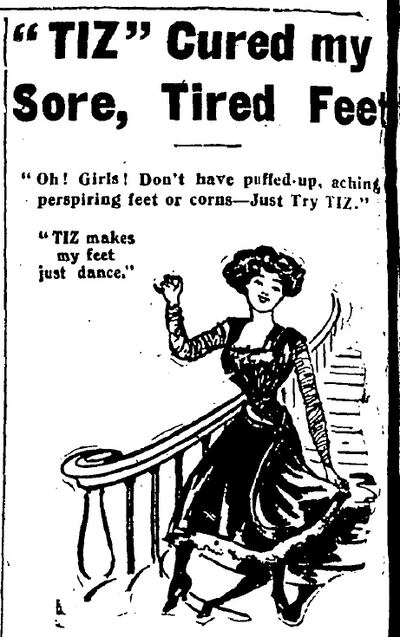 An advertisement aimed at preventing some of the ‘hygienic crimes’ heels perpetrate, from The Irish Times on Saturday, April 25th, 1914