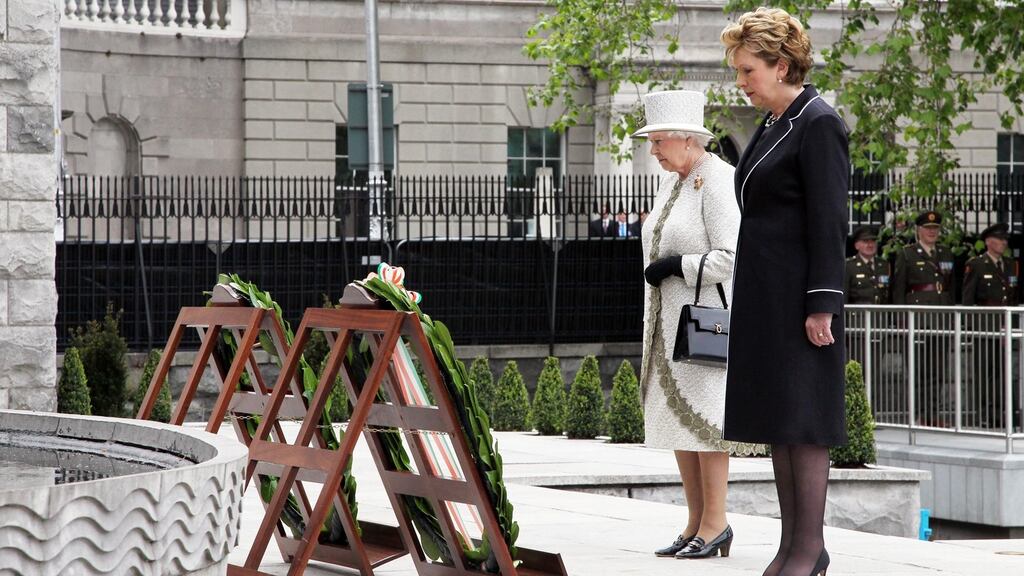 President Mary McAleese and Queen Elizabeth at the Garden of Remembrance on the first day of the royal state visit in May 2011. Photograph: Maxwell’s Dublin