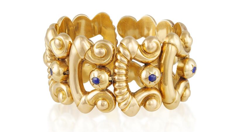 Retro sapphire and gold bracelet by Cazzaniga (€6,000–€7,000) at Adams.