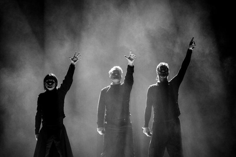 Take That's Gary Barlow, Howard Donald and Mark Owen pictured on stage at 3Arena ,Dublin. Photograph: Tom Honan/The Irish Times.
