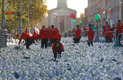 The bag drop area on Merrion Square for the SSE Airtricity Dublin City Marathon 2017. Photograph: Nick Bradshaw/The Irish Times