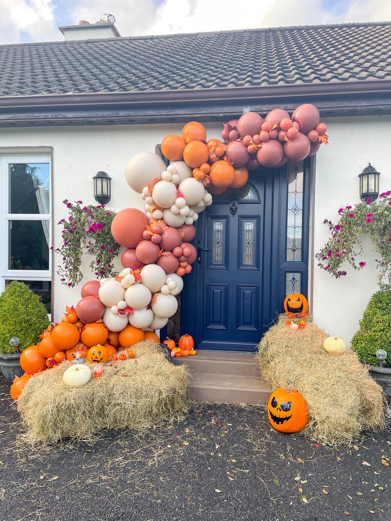 Lorraine Hayes, owner of The Air Necessities, last year decorated her front door with a balloon garland in autumnal colours
