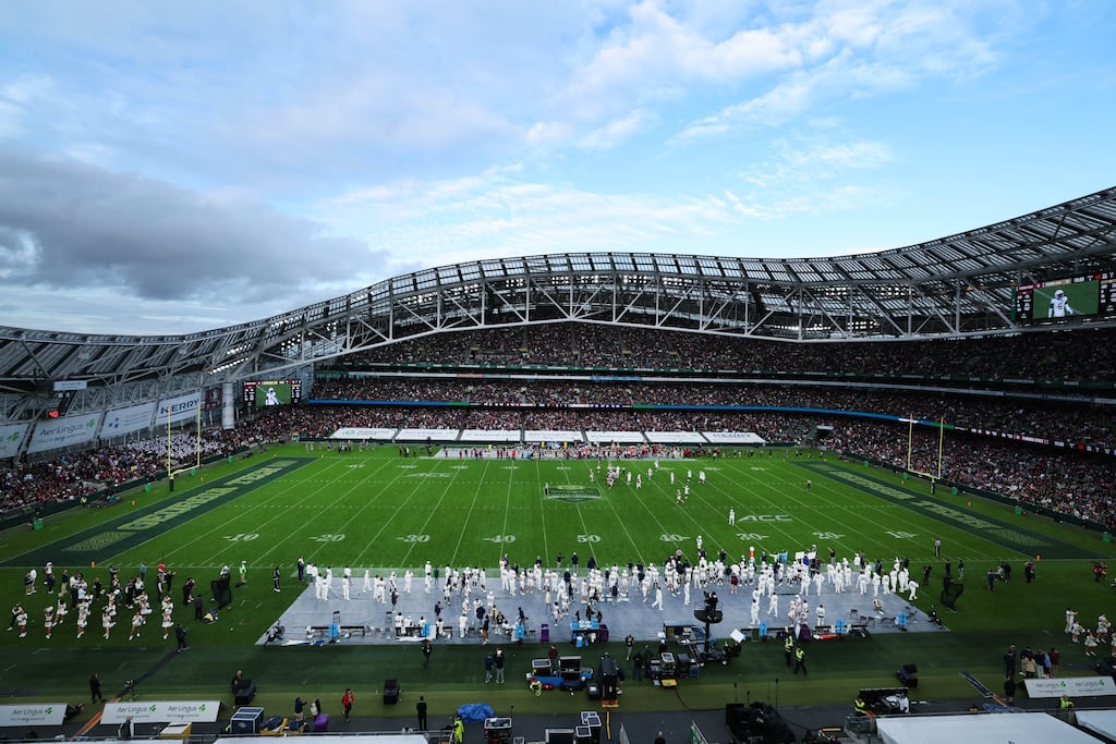 A general view of play during the Aer Lingus College Football Classic game between Florida State and Georgia Tech at Aviva Stadium on August 24, 2024 in Dublin, Ireland. Photograph: Charles McQuillan/Getty Images