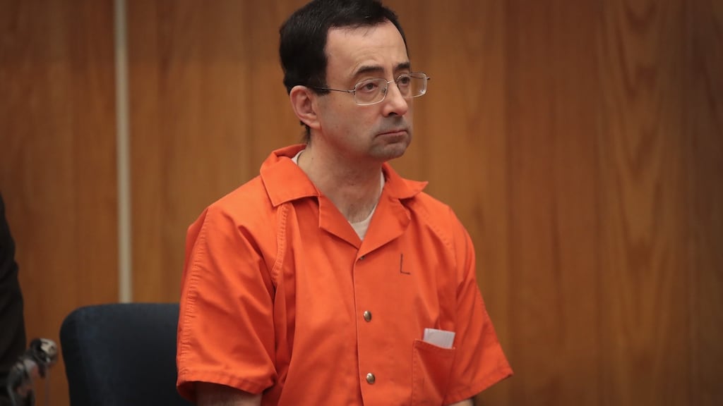 Larry Nassar sits in court listening to victim impact statements before being sentenced by Judge Janice Cunningham at Eaton County Circuit Court in Michigan, US. Photograph: Scott Olson/Getty Images