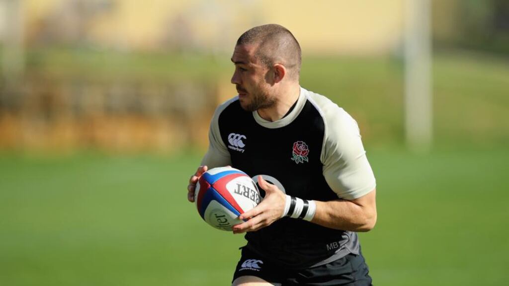 Mike Brown runs with the ball during the England training session held at Browns Sports Club in Vilamoura, Portugal. Photo: David Rogers/Getty Images