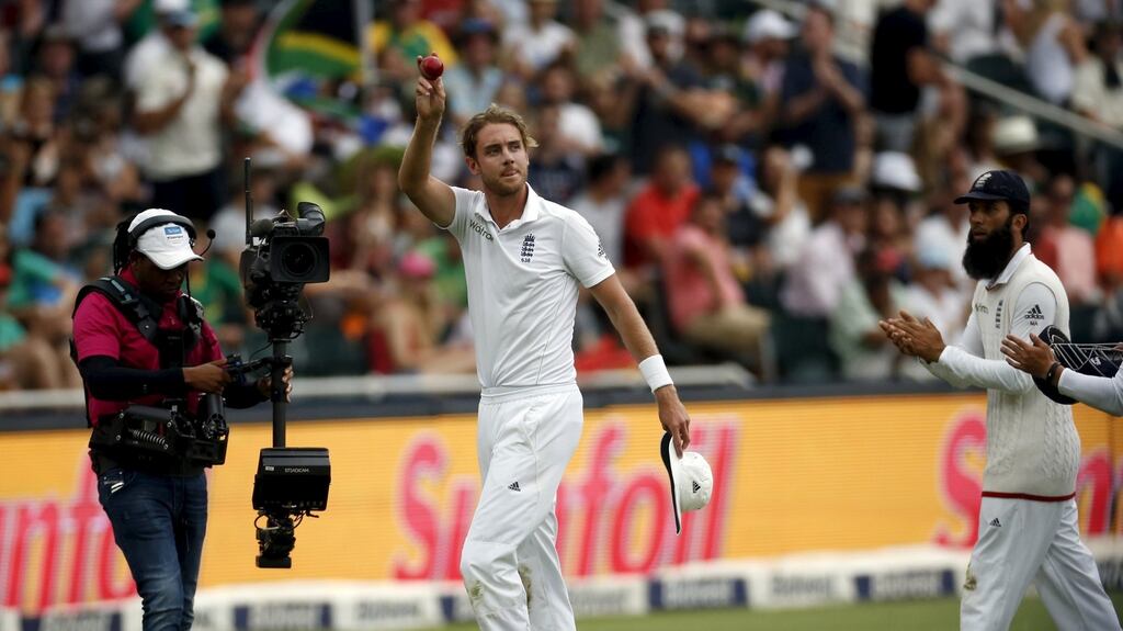 Stuart Broad took 6-17 to inspire England to a series win over South Africa. Photograph: Reuters