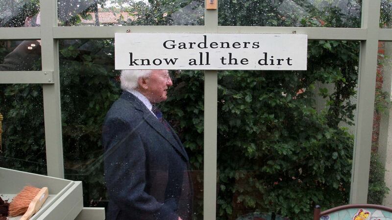 President Michael D Higgins enjoying Jane McCorkell’s garden at Bloom 2016. Photograph: Nick Bradshaw/Gary O’Neill