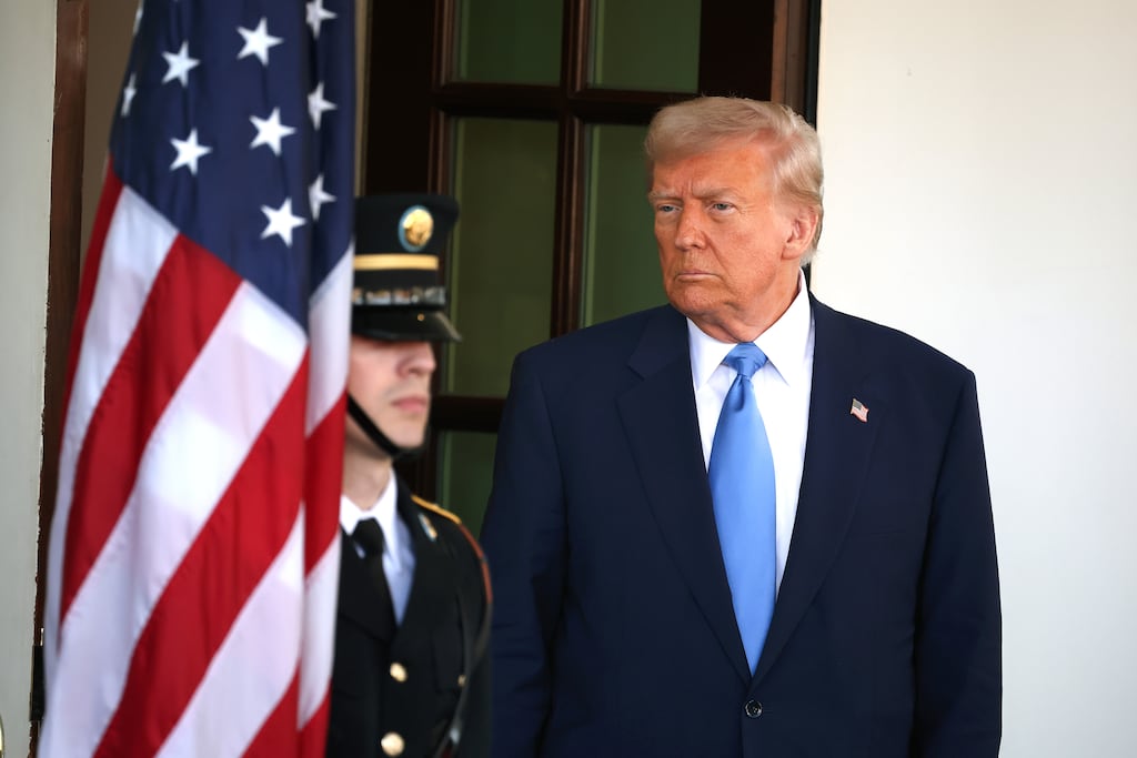 US president Donald Trump will take credit for Apple's announcement that it is to invest up to $500bn in its US operations over the next five years and hire 20,000 staff. Photograph: Tasos Katopodis/Getty Images