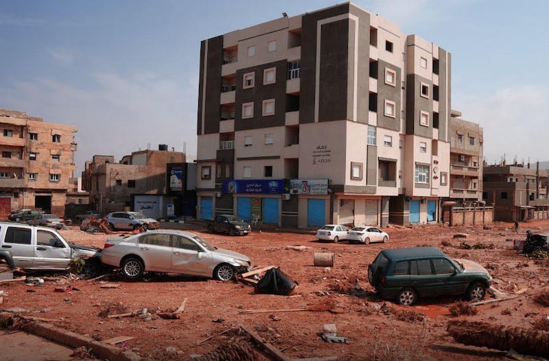 A view of devastation in disaster zones after the flooding in Derna. Photograph: Handout/Anadolu Agency via Getty