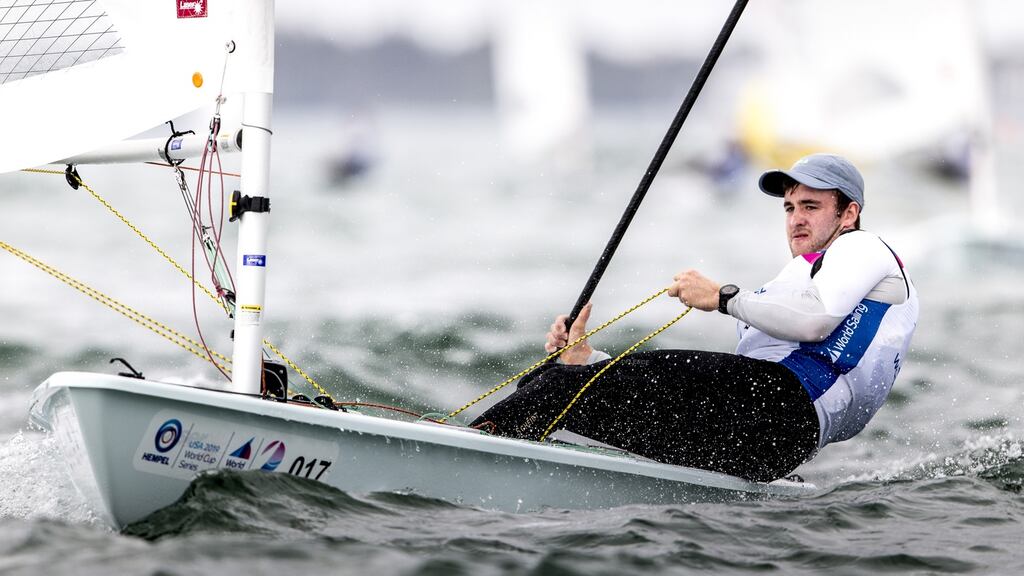 Finn Lynch became the first Irish man to make a Laser medal race at the World Sailing Cup in Miami this month. Photograph: Pedro Martinez