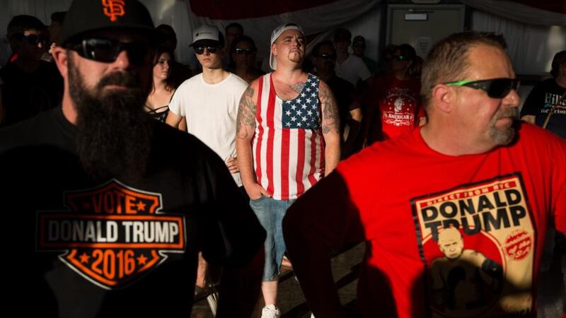 Up for Trump: Donald Trump supporters at a rally in California. Photograph: Damon Winter/New York Times