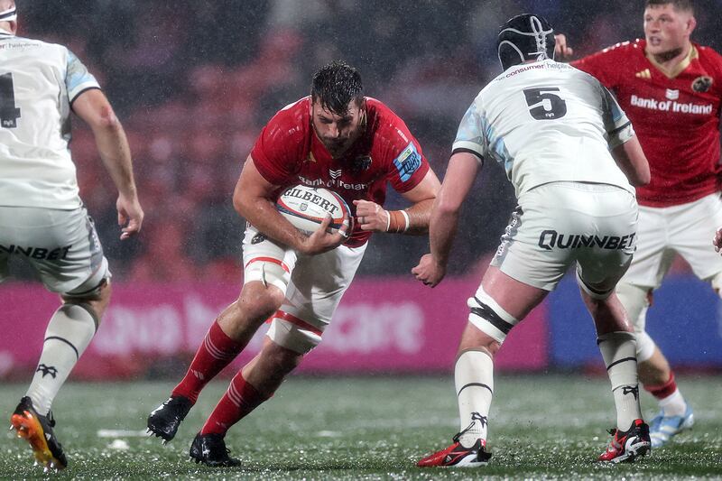 Jean Kleyn during Munster's third round URC fixture against Ospreys. Photograph: Laszlo Geczo/Inpho