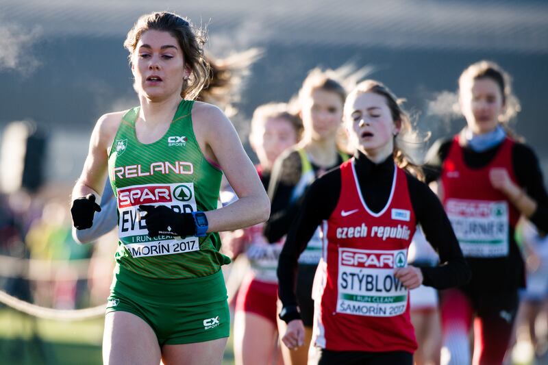 Ireland's Fiona Everard in action during the U20 race at the European Cross Country Championships in Slovakia in 2017. Photograph: Sasa Pahic Szabo/Inpho
