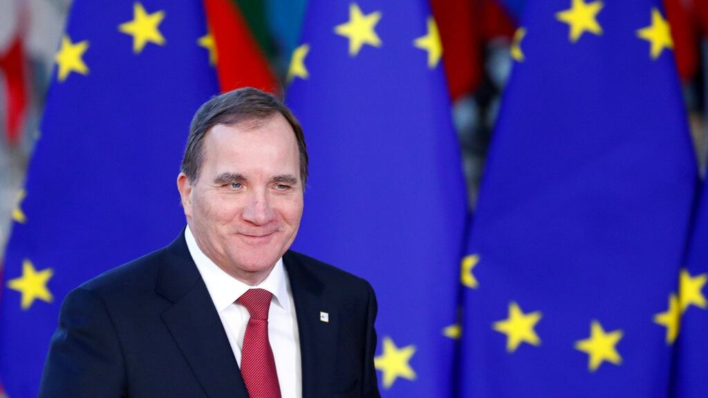 Sweden’s prime minister Stefan Lofven arrives at the EU summit in Brussels on Thursday. Photograph: Francois Lenoir/Reuters