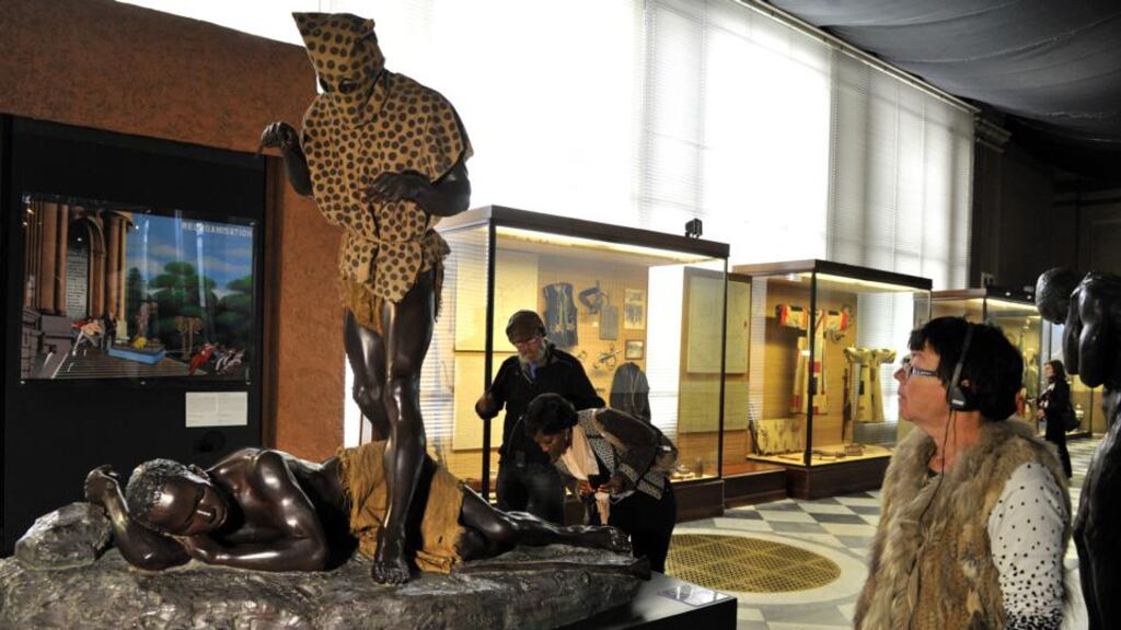 The sculpture of the ‘leopard man’ at the Museum of Central Africa in a suburb of Brussels. Photograph: Georges Gobet/AFP/Getty