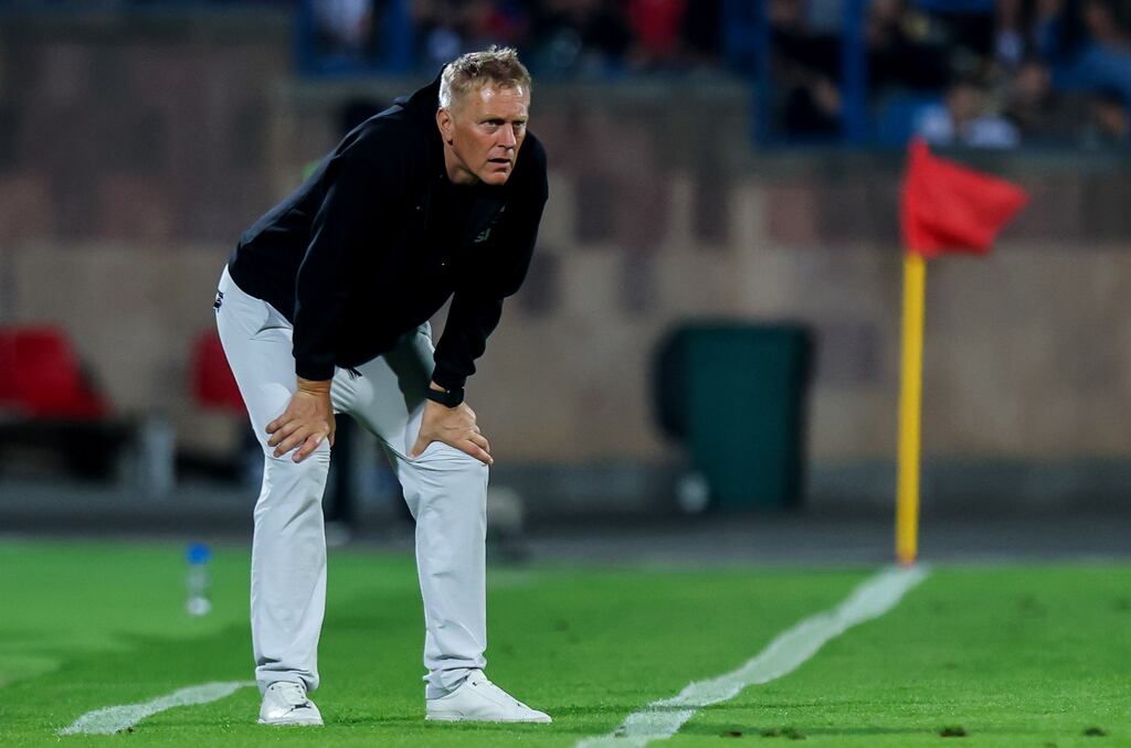 Heimir Hallgrímsson watches on during the Republic of Ireland's game against Armenia in Yerevan last month, which ended in a 2-1 loss for the visitors. Photograph: Ryan Byrne/Inpho