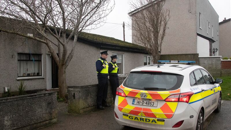 Gardai pictured at a house on Rathmullen Park, Drogheda on Thursday morning. Photograph: Picture Colin Keegan, Collins Dublin