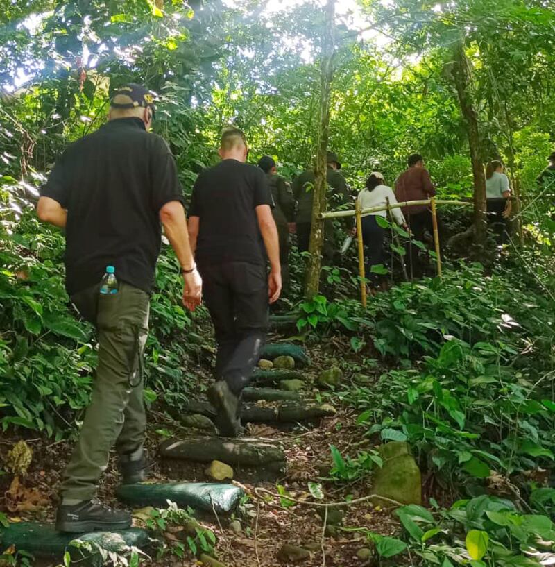 Det Insp Noel Browne, the Garda's new liaison officer in Colombia, with Assistant Commissioner Justin Kelly on a trip into the Colombian jungle where they viewed coca crops and also cocaine production facilities.