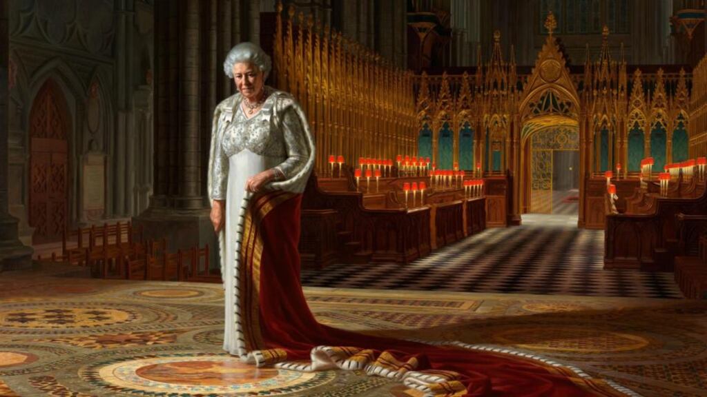 A Portrait of Her Majesty Queen Elizabeth II, 2012, by Ralph Heimans, has been removed from public view at Westminster Abbey after it was defaced today. Image: Ralph Heimans/ Colin White/Max C/PA Wire