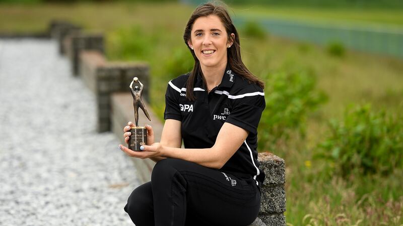 Ciara O’Sullivan: the Cork footballer with her PwC GPA Player of the Month for May award at Clyda Rovers GAA Club in Mourneabbey, Co. Cork. Photograph: Matt Browne/Sportsfile