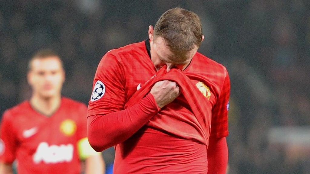 Wayne Rooney cannot hide his disappointment the 2-1 defeat to Real Madrid last week. Photograph: Martin Rickett/PA Wire.