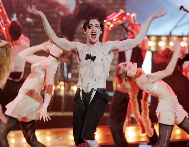 Cumming as the Emcee in the 1998 Broadway production of Cabaret, for which he won a Tony. Photograph: Jeff Christensen/Reuters