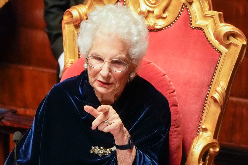 Holocaust survivor and senator Liliana Segre chairs the opening session of the Italian senate. Photograph: Gregorio Borgia/AP