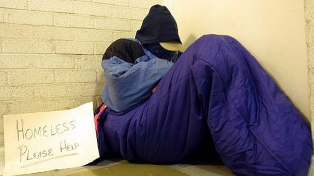 “The most obvious manifestation of the crisis are the numbers of people who can be seen bedding down in shop doorways in the city centre at night time.” Photograph: Getty Images
