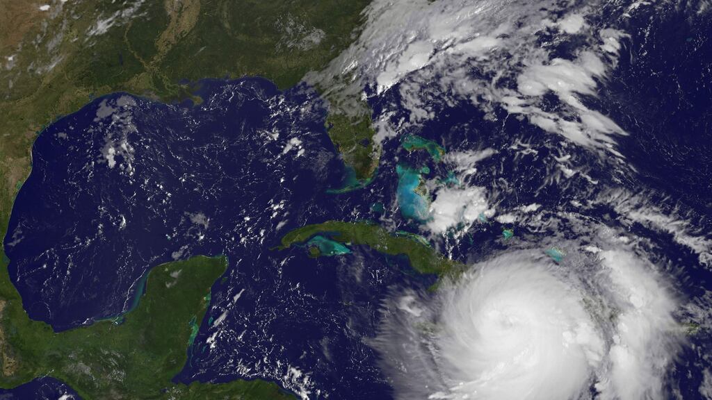 A NOAA-NASA satellite image shows Hurricane Matthew over the Caribbean. Hurricane Matthew made landfall in southwestern Haiti early Tuesday. Photograph: AFP/NOAA-NASA/Getty