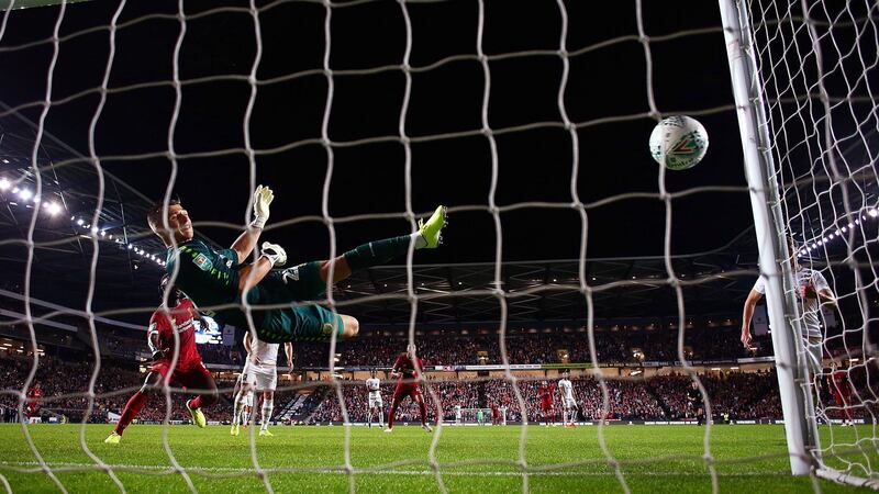Milner puts Liverpool 1-0 up. Photo: Julian Finney/Getty Images