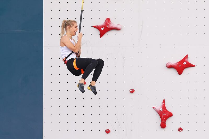 Aleksandra Miroslaw of Poland celebrates winning the Gold medal after defeating Lijuan Deng of China. Photograph: Jamie Squire/Getty
