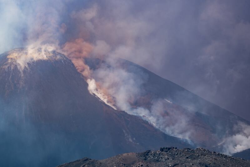 Smoke rises from the crater of the Etna volcano as it erupts, on Mount Etna near Catania on June 2nd Photograph: AFP via Getty Images